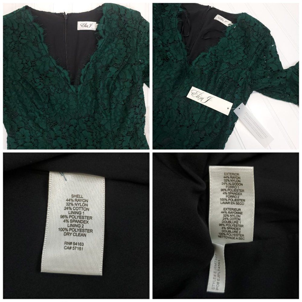 Eliza J Green Bell Sleeve Lace Mini Dress J-0238f1.6 - Picture 13 of 13